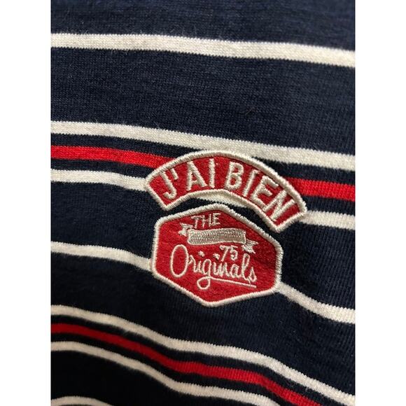 Ordinary Holiday oversized t-shirt tee long sleeved Japanese striped red blue - Picture 5 of 8